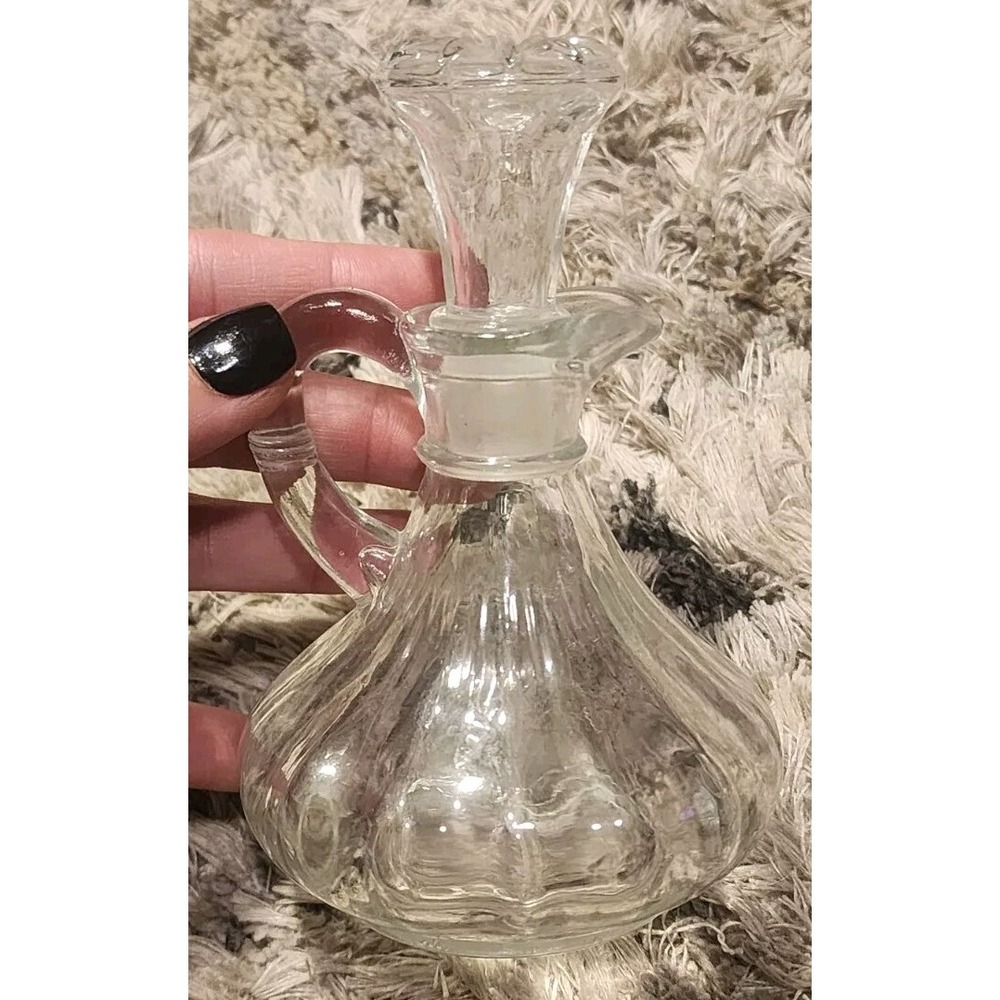 Vintage Anchor Hocking‎ Vinegar or Oil Cruet Bottle with Stopper 5 1/2 Inches